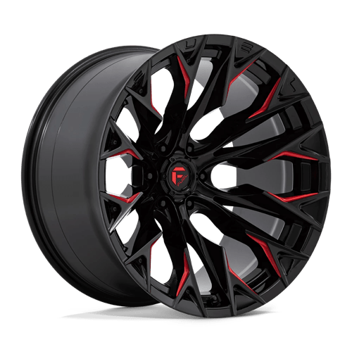Fuel Offroad D823 FLAME Gloss Black Mill W/ Candy Red 22x12 -44 6x139.7mm 106.1mm - Wheelwiz