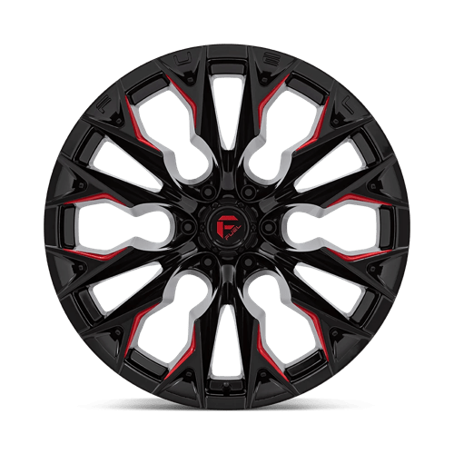 Fuel Offroad D823 FLAME Gloss Black Mill W/ Candy Red 22x12 -44 6x139.7mm 106.1mm - Wheelwiz