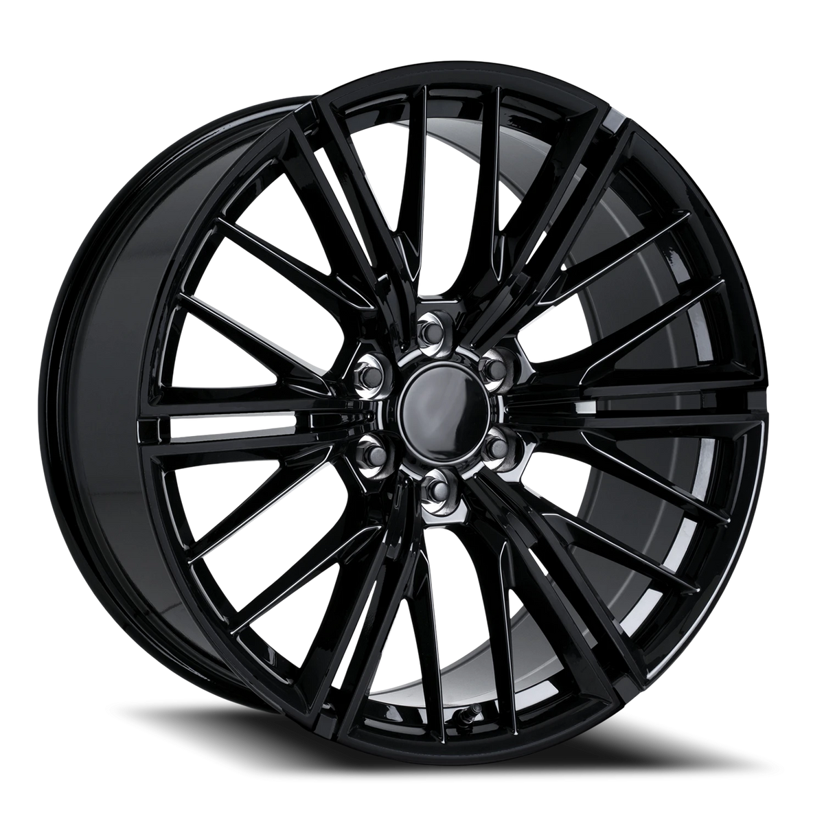 Factory Reproductions FR 28F Gloss Black 22x9.5 +24 6x139.7mm 78.1mm - Wheelwiz