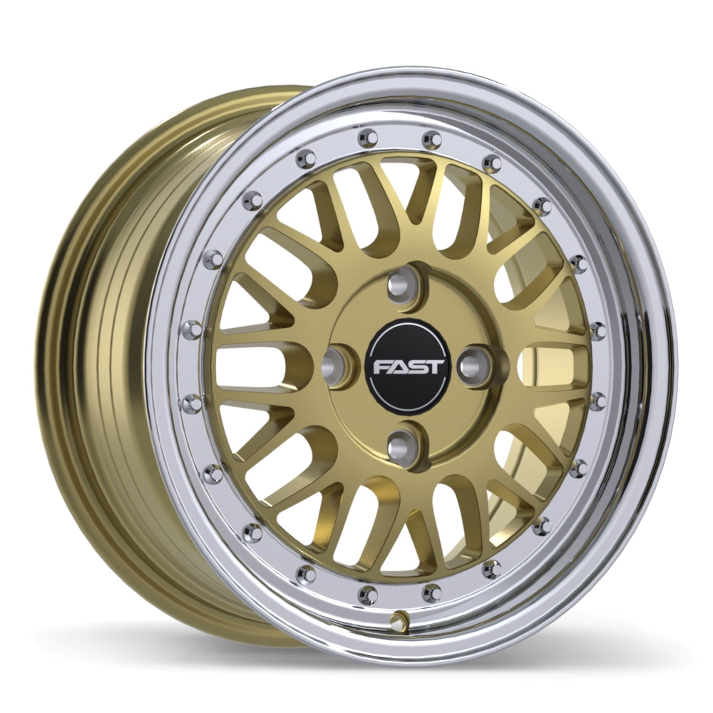 Fast Wheels FR01 Gloss Gold with Machined Lip 15x7 +40 4x110mm 72.6mm - Wheelwiz