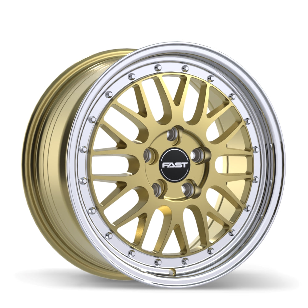 Fast Wheels FR01 Gloss Gold with Machined Lip 17x8 +35 5x105mm 72.6mm - Wheelwiz