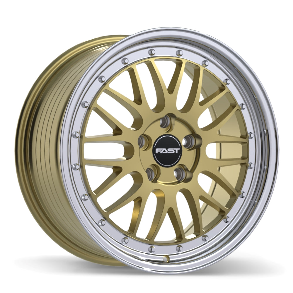 Fast Wheels FR01 Gloss Gold with Machined Lip 18x8.5 +45 5x114.3mm 72.6mm - Wheelwiz