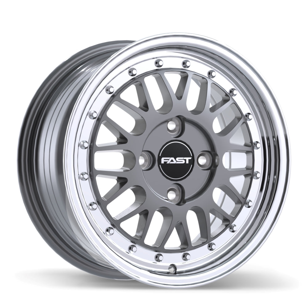 Fast Wheels FR01 Gloss Gunmetal with Machined Lip 15x7 +40 4x110mm 72.6mm - Wheelwiz