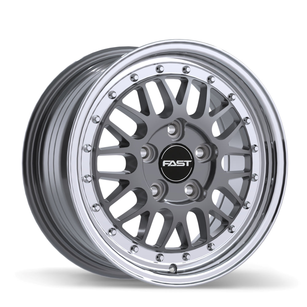 Fast Wheels FR01 Gloss Gunmetal with Machined Lip 15x7 +25 5x120.65mm 72.6mm - Wheelwiz