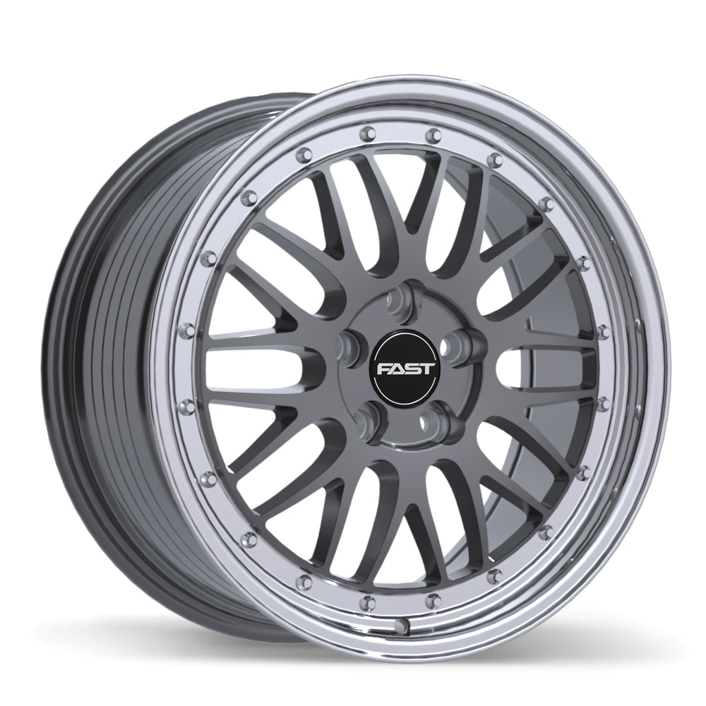Fast Wheels FR01 Gloss Gunmetal with Machined Lip 18x8.5 +35 5x110mm 72.6mm - Wheelwiz