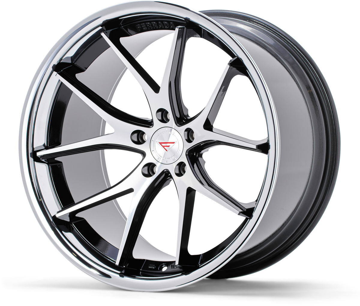 Ferrada Wheels FR2 Machine Black / Chrome Lip 20x10 +28 5x112mm 66.56mm