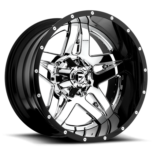 Fuel Offroad D243 FULL BLOWN Chrome Plated Gloss Black Lip 20x10 -19 5x127|5x135mm 87.1mm - 2 PIECE - WheelWiz
