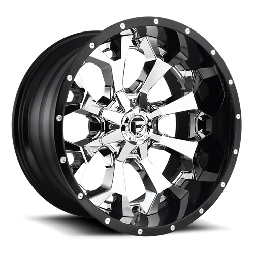 Fuel Offroad D246 ASSAULT Chrome Plated Gloss Black Lip 22x12 -44 6x135|6x139.7mm 106.1mm - 2 PIECE - Wheelwiz