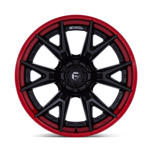 Fuel Offroad FC402 CATALYST Matte Black W/ Candy Red Lip 22x10 -18 6x139.7mm 106.1mm - Wheelwiz