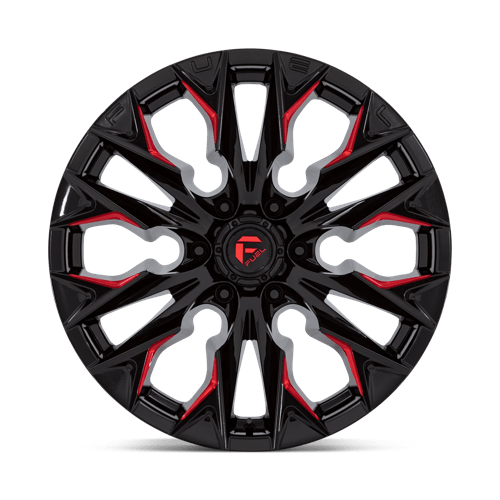 Fuel Offroad D823 FLAME Gloss Black Mill W/ Candy Red 20x9 +1 6x139.7mm 106.1mm - Wheelwiz