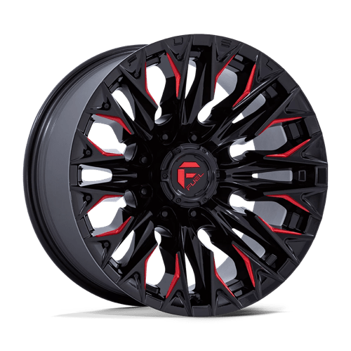 Fuel Offroad D823 FLAME Gloss Black Mill W/ Candy Red 20x9 +1 8x180mm 124.2mm - Wheelwiz