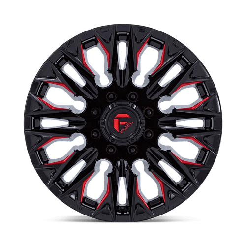 Fuel Offroad D823 FLAME Gloss Black Mill W/ Candy Red 20x9 +20 8x180mm 124.2mm - Wheelwiz