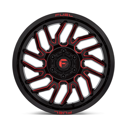 Fuel Offroad D808 HURRICANE Gloss Black Milled Red Tint 20x9 +1 6x139.7mm 106.1mm - Wheelwiz