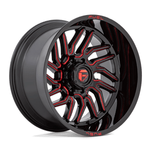 Fuel Offroad D808 HURRICANE Gloss Black Milled Red Tint 20x9 +1 5x139.7mm 78.1mm - Wheelwiz