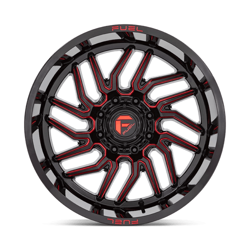 Fuel Offroad D808 HURRICANE Gloss Black Milled Red Tint 20x10 -18 8x180mm 124.2mm - Wheelwiz