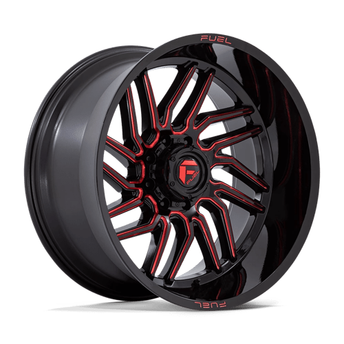 Fuel Offroad D808 HURRICANE Gloss Black Milled Red Tint 24x12 -44 8x180mm 124.2mm - Wheelwiz