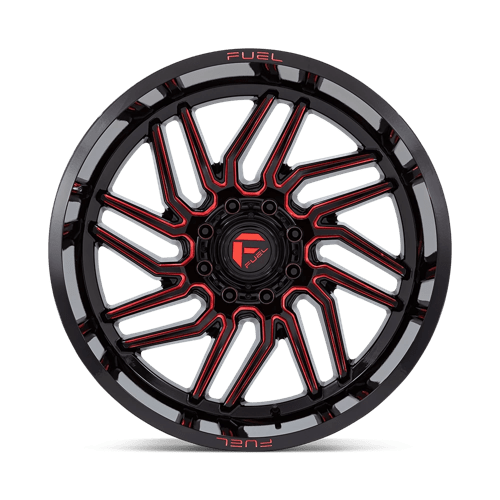 Fuel Offroad D808 HURRICANE Gloss Black Milled Red Tint 24x12 -44 8x180mm 124.2mm - Wheelwiz