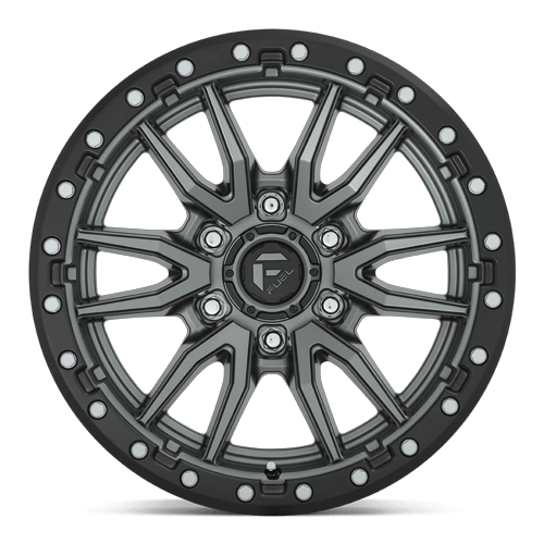 Fuel Offroad D680 REBEL Matte Gunmetal Black Bead Ring 18x9 -12 6x139.7mm 106.1mm