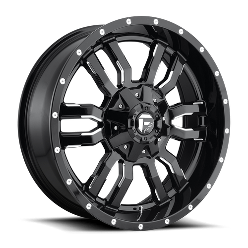 Fuel Offroad D595 SLEDGE Gloss Black Milled 20x7 +13 4x156mm 132mm - WheelWiz