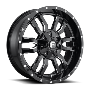 Fuel Offroad D595 SLEDGE Gloss Black Milled 20x7 +13 4x156mm 132mm - WheelWiz