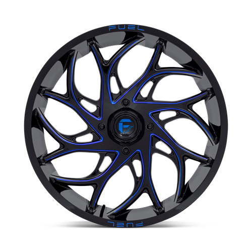 Fuel Offroad D778 RUNNER UTV Gloss Black Milled Candy Blue 24x7 +13 4x137mm 110.1mm - Wheelwiz