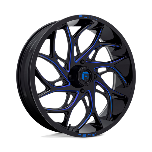 Fuel Offroad D778 RUNNER UTV Gloss Black Milled Candy Blue 24x7 +13 4x137mm 110.1mm - Wheelwiz