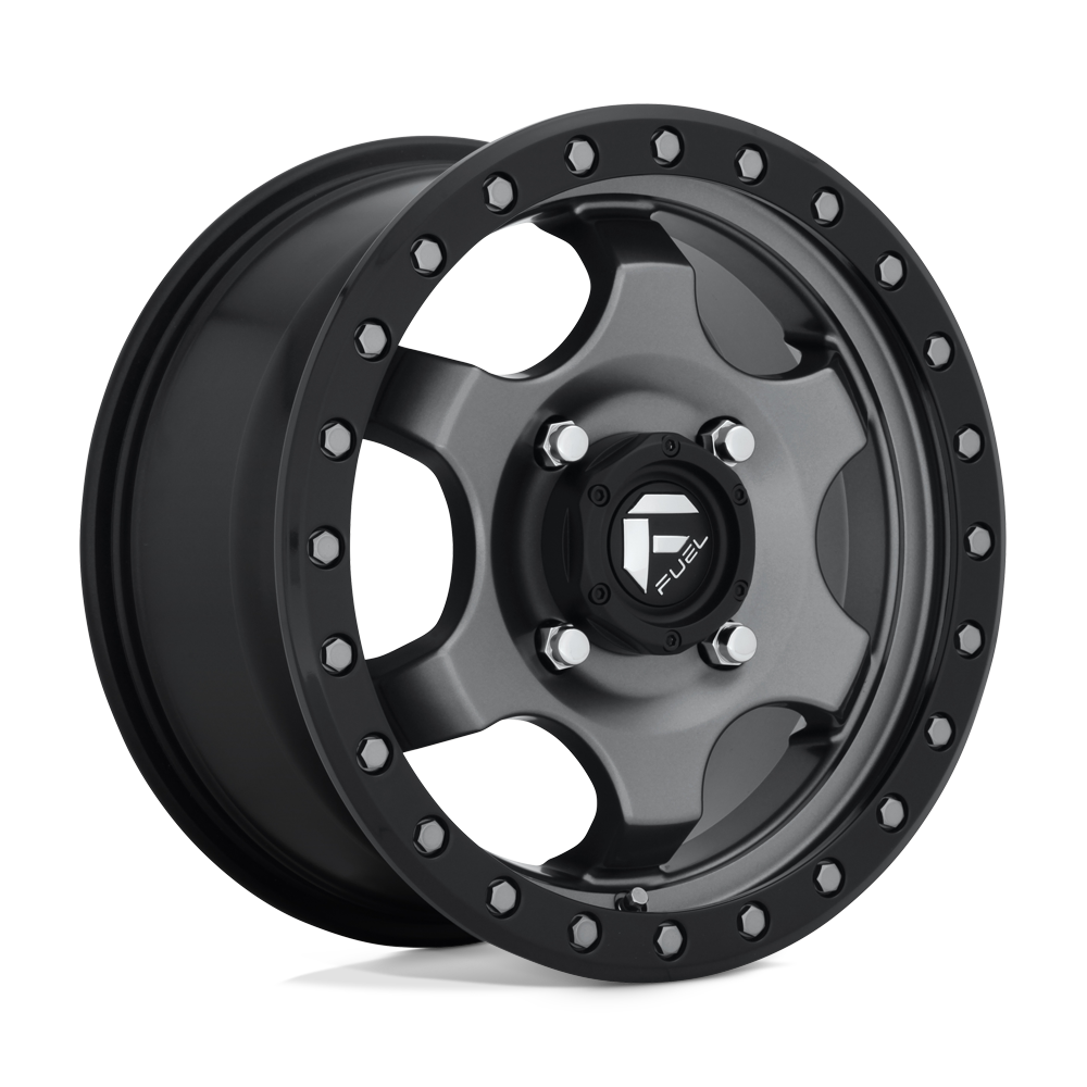 Fuel Offroad D640 GATLING Matte Gun Metal Black Bead Ring 15x7 +55 4x156mm 132mm - WheelWiz
