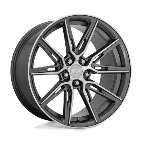 Niche M220 GEMELLO Gloss Anthracite Machined 20x10.5 +40 5x112mm 66.6mm - WheelWiz