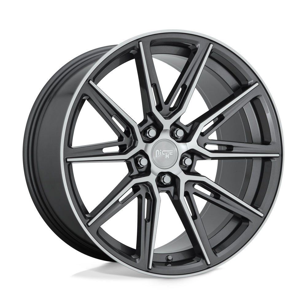 Niche M220 GEMELLO Gloss Anthracite Machined 20x9 +38 5x112mm 66.6mm - WheelWiz