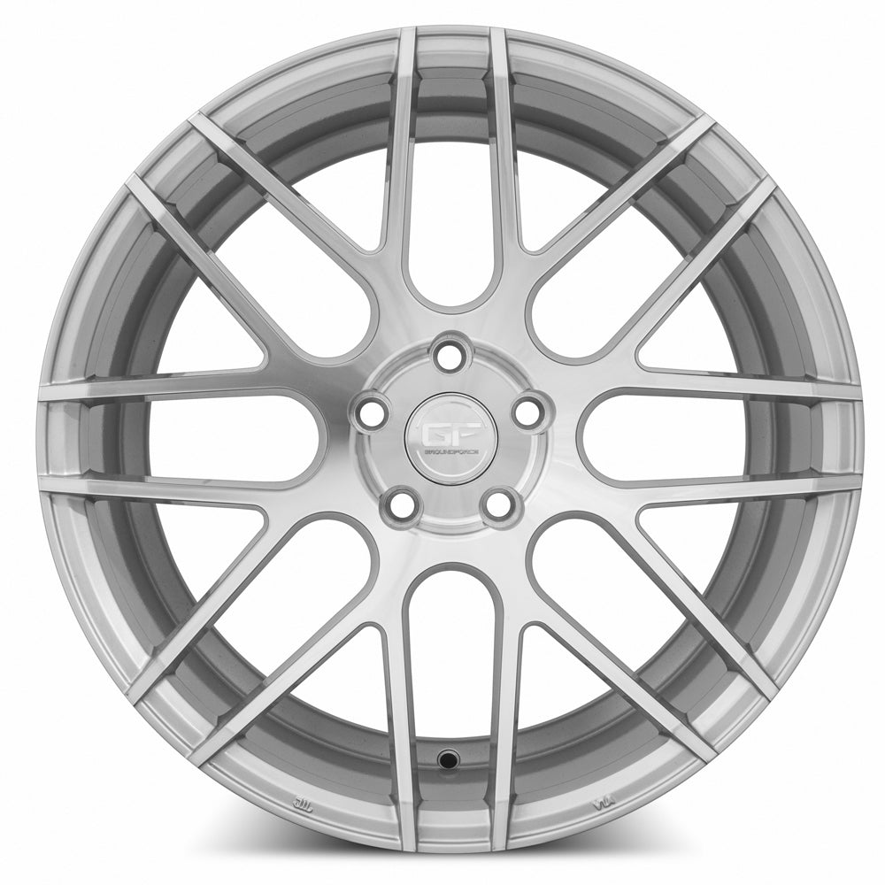 MRR GF7 Silver Machine Face 19x9.5 +25 5x112mm 66.6mm - WheelWiz