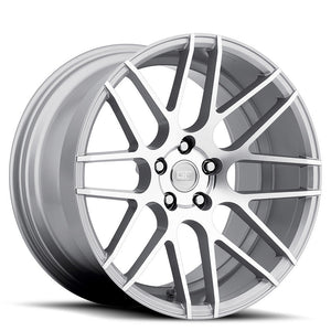 MRR GF7 Silver Machine Face 19x9.5 +25 5x112mm 66.6mm - WheelWiz