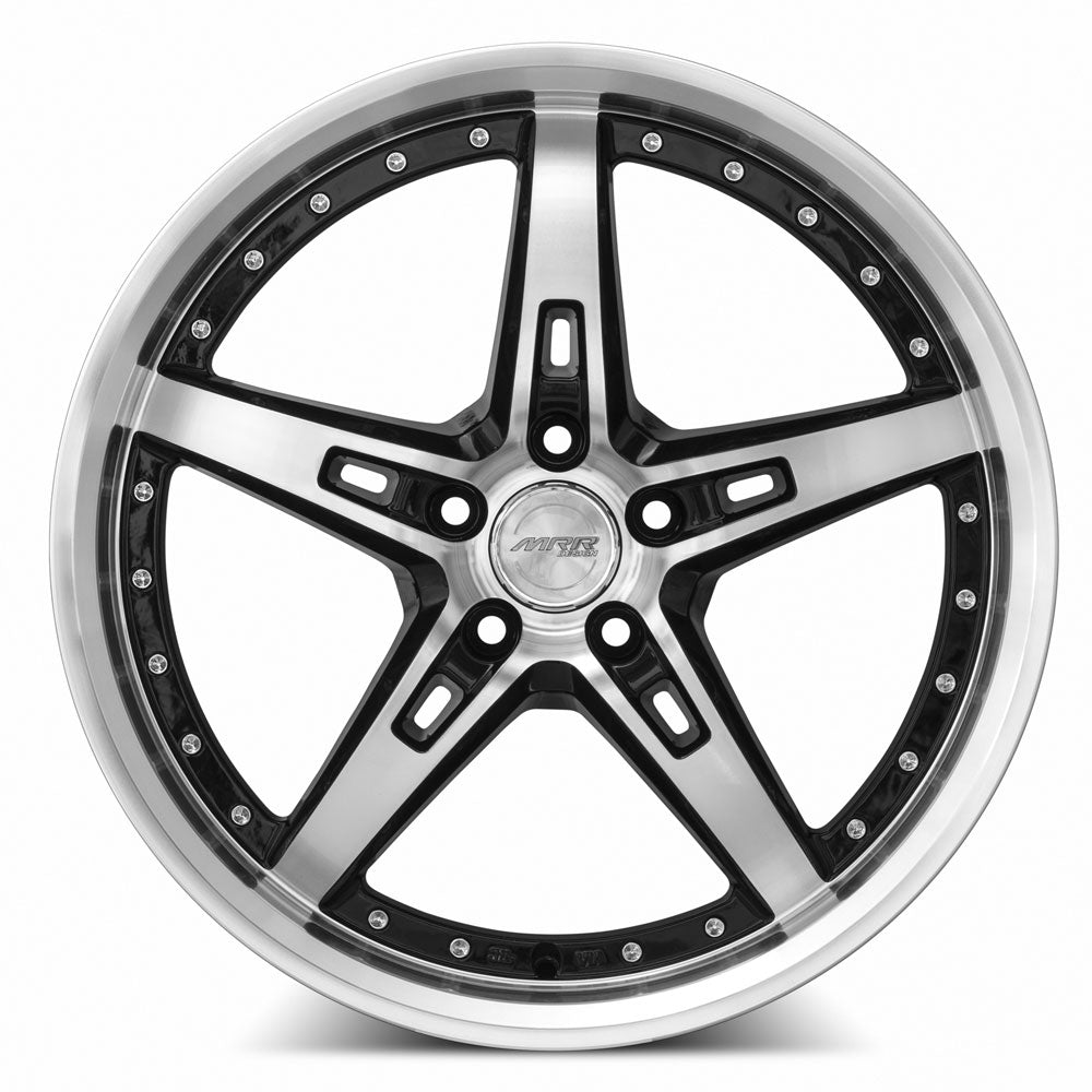 MRR GT5 Black Machine Face Lip 19x8.5 +35 5x112mm 66.6mm - WheelWiz