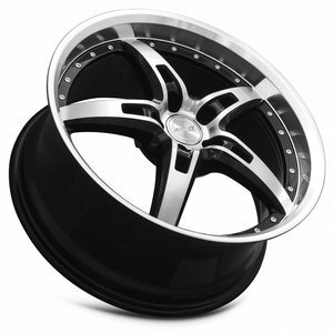 MRR GT5 Black Machine Face Lip 19x8.5 +25 5x112mm 66.6mm - WheelWiz