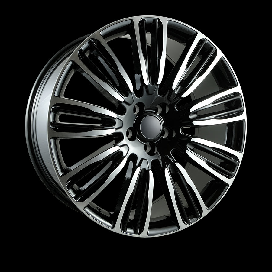 OEPlus LR02 Black Machined Face 22x9.5 +45 5x120mm 72.6mm - Wheelwiz