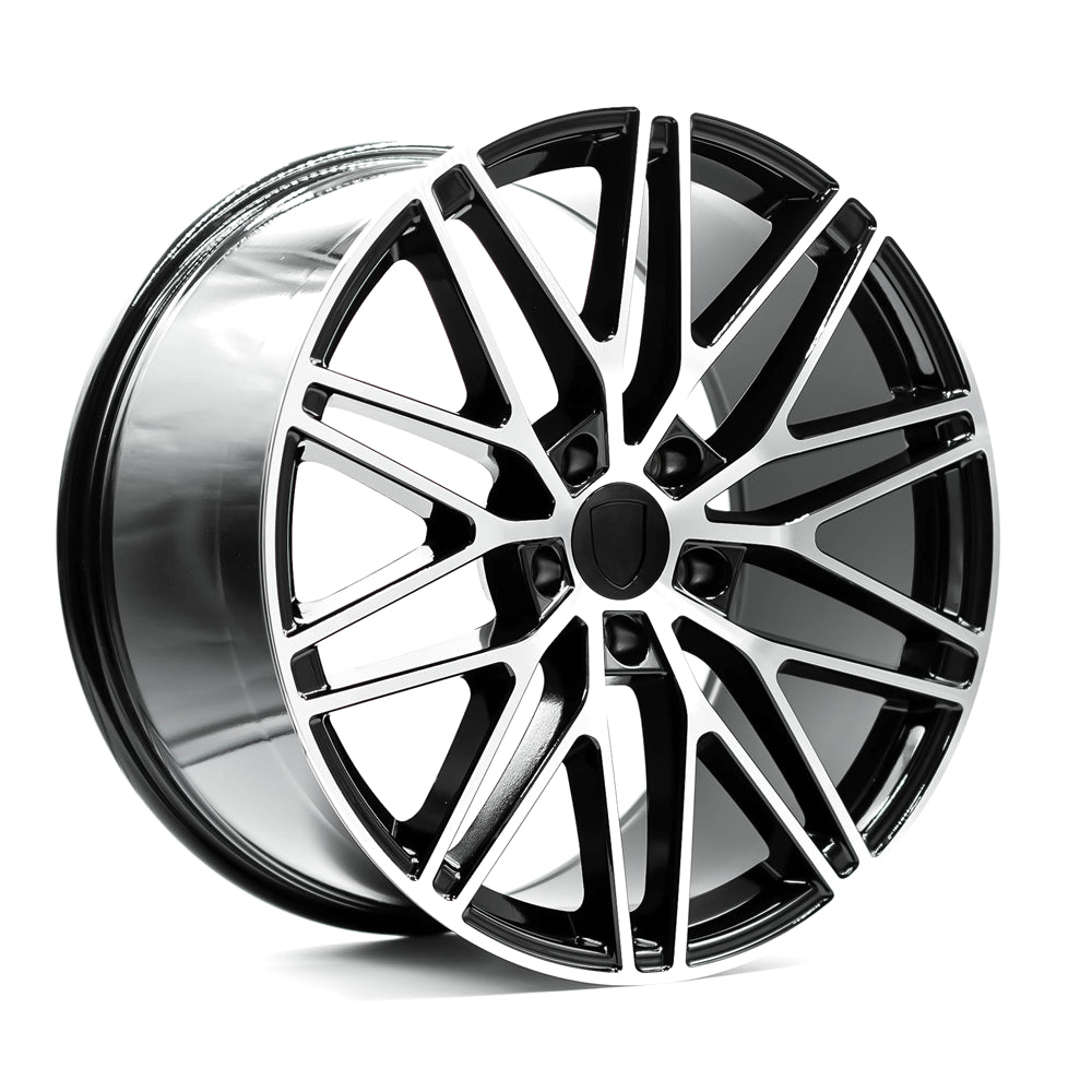 OEPlus P01 Gloss Black Machined Face 21x9.5 +46 5x130mm 71.6mm - Wheelwiz