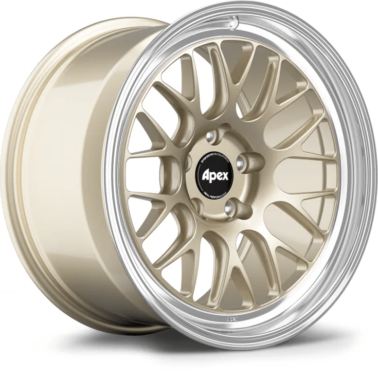 APEX ML-10RT 18x9.5 +18 5x114.3 66.1 MACHINED LIP GLOSS MOTORSPORT GOLD