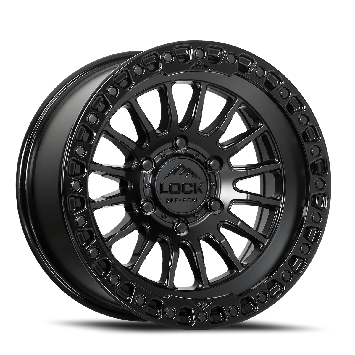 Lock Offroad Grit Matte Black W/ Gloss Black Ring 17x9 -12 5x127mm 71.5mm