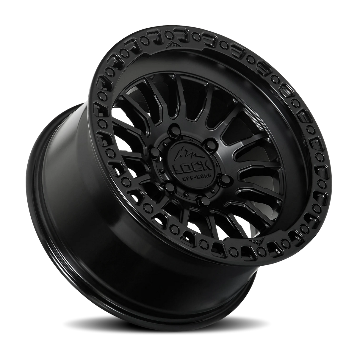 Lock Offroad Grit Matte Black W/ Gloss Black Ring 17x8.5 +25 5x127mm 71.5mm