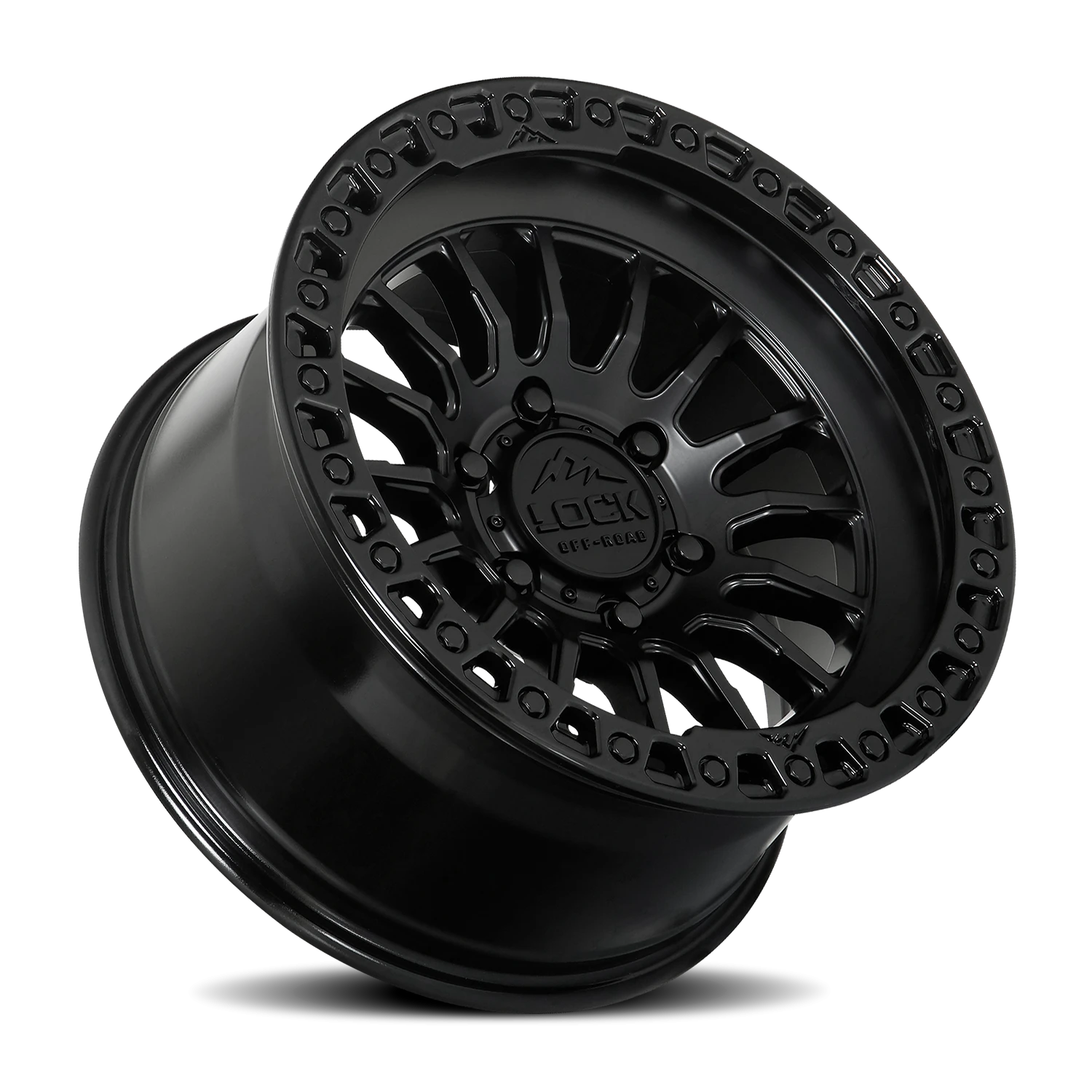 Lock Offroad Grit Matte Black W/ Gloss Black Ring 17x9 -12 5x127mm 71.5mm