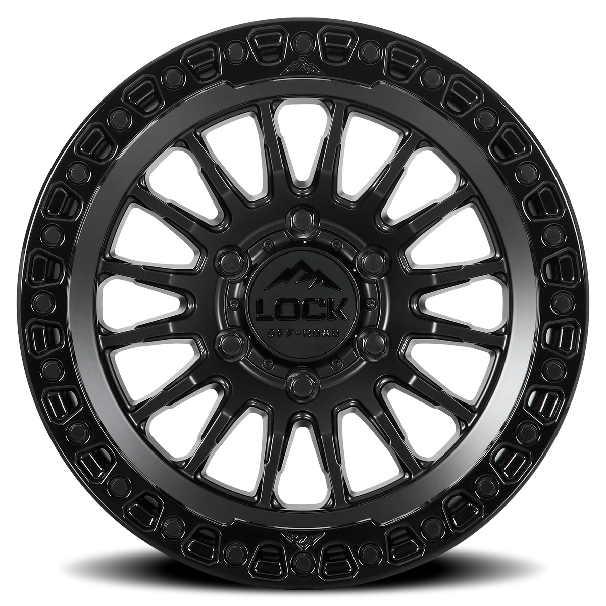 Lock Offroad Grit Matte Black W/ Gloss Black Ring 17x9 -12 5x127mm 71.5mm