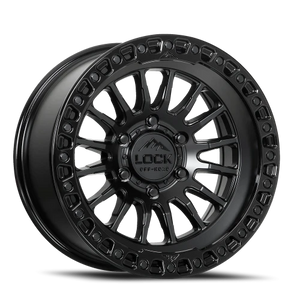 Lock Offroad Grit Matte Black W/ Gloss Black Ring 17x9 -12 6x135mm 87.1mm