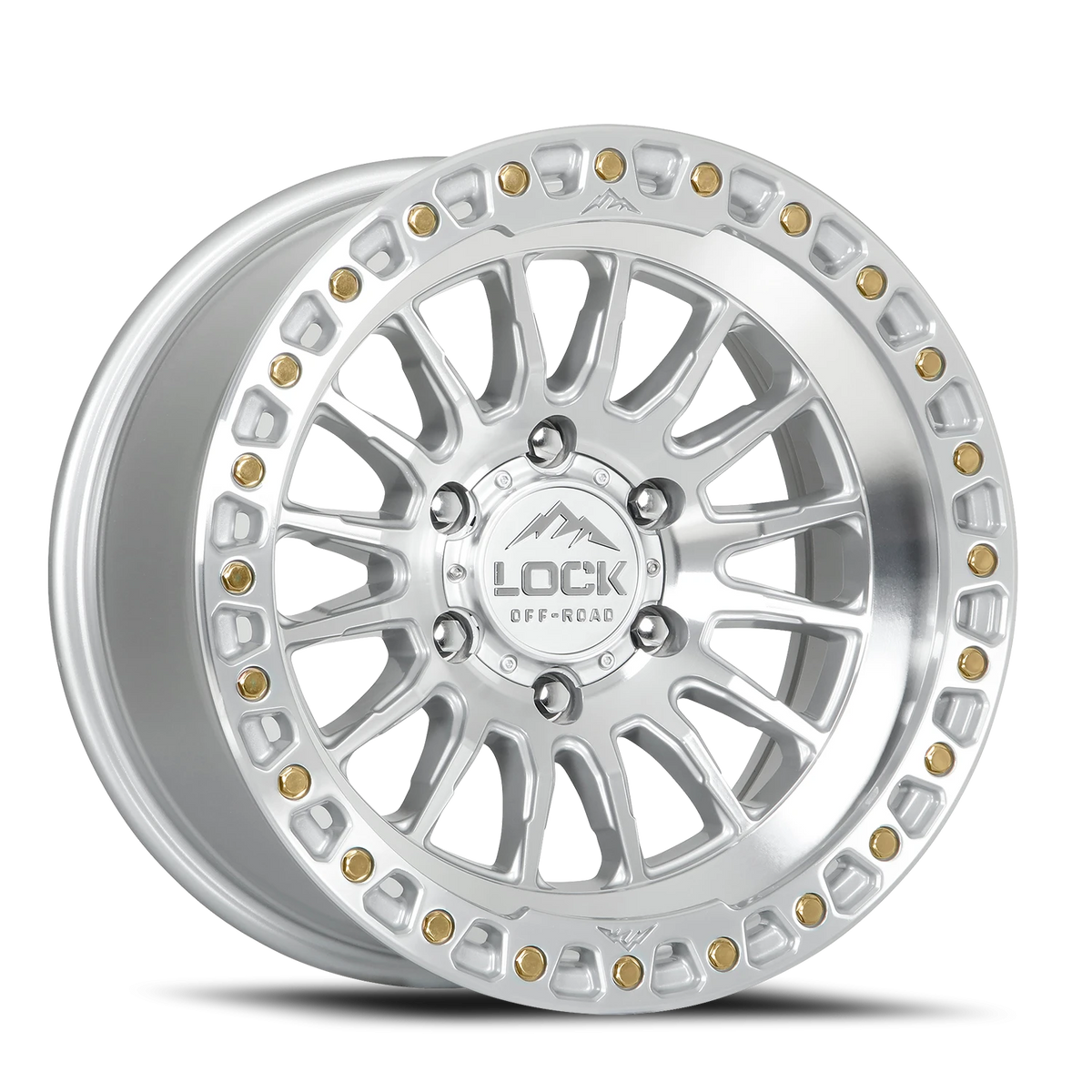 Lock Offroad Grit Machined Silver W/ Clear Coat 17x8.5 +25 5x127mm 71.5mm