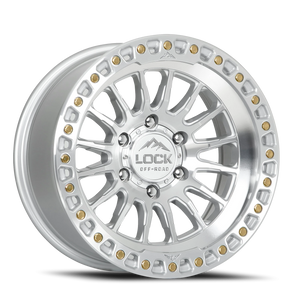 Lock Offroad Grit Machined Silver W/ Clear Coat 17x9 +1 5x127mm 71.5mm