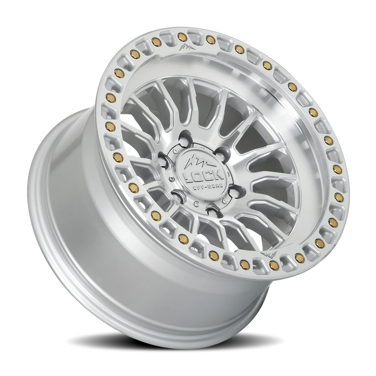 Lock Offroad Grit Machined Silver W/ Clear Coat 17x8.5 +25 5x127mm 71.5mm