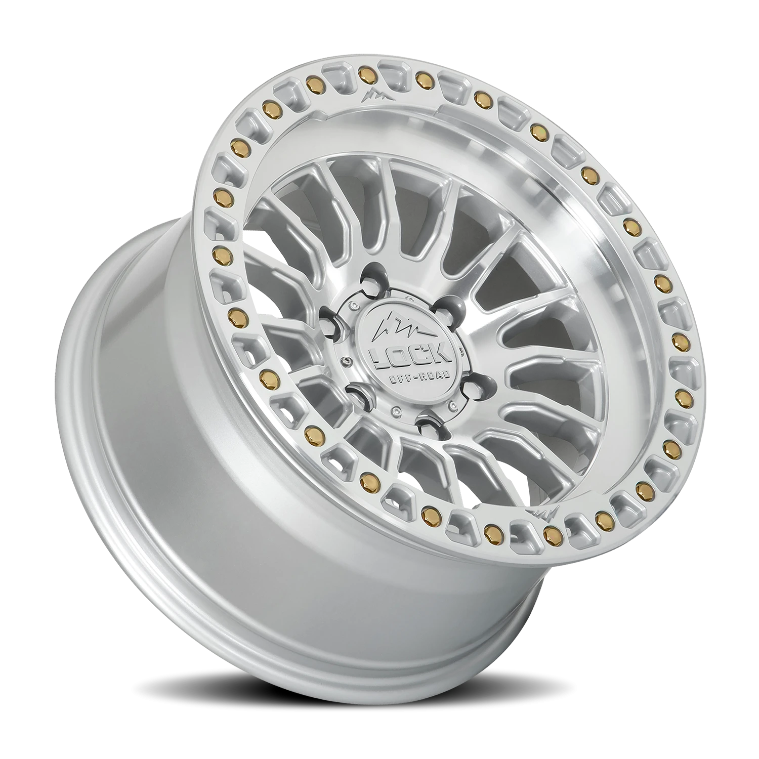 Lock Offroad Grit Machined Silver W/ Clear Coat 17x8.5 +25 5x127mm 71.5mm
