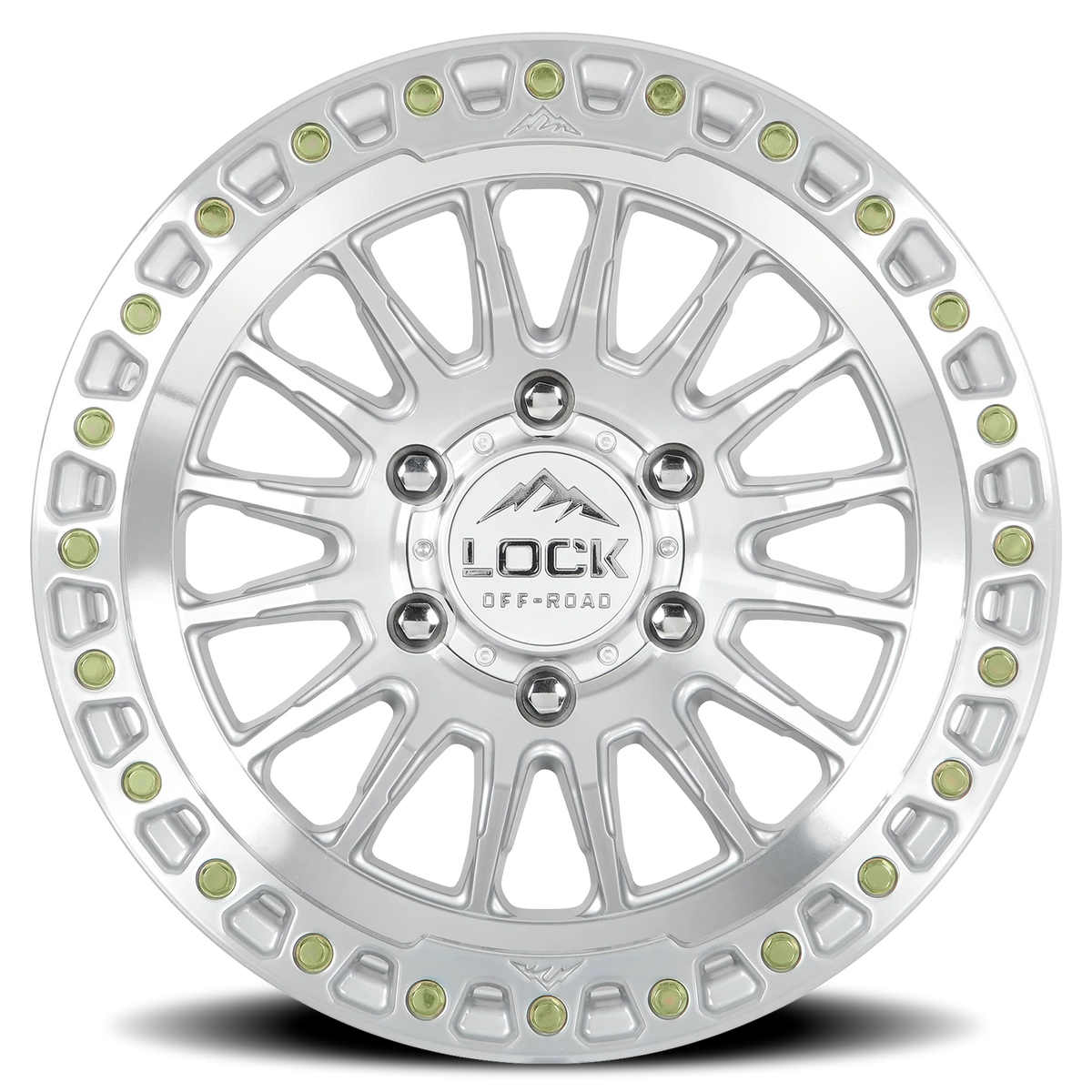 Lock Offroad Grit Machined Silver W/ Clear Coat 17x9 -12 5x127mm 71.5mm