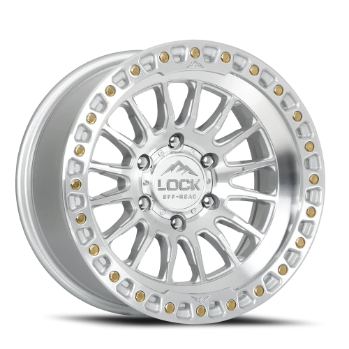 Lock Offroad Grit Machined Silver W/ Clear Coat 17x8.5 +25 6x139.7mm 95.1mm