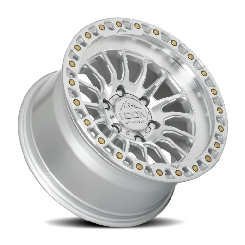 Lock Offroad Grit Machined Silver W/ Clear Coat 17x9 +1 6x139.7mm 106.2mm