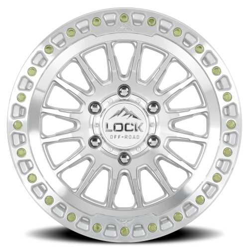 Lock Offroad Grit Machined Silver W/ Clear Coat 17x8.5 +25 6x135mm 87.1mm