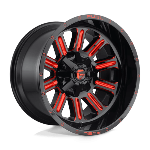 Fuel Offroad D621 HARDLINE Gloss Black Red Tinted Clear 20x12 -44 8x165.1mm 125.1mm - WheelWiz